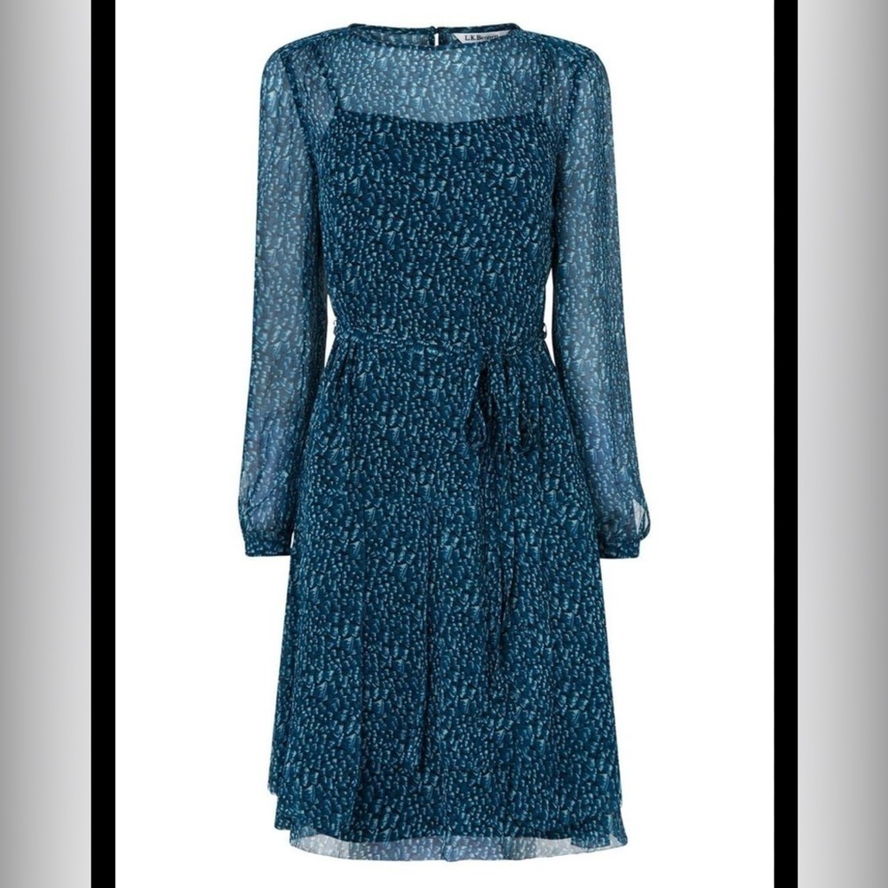 L.K. Bennett London Bryony Silk Dress in Evergreen Sz 2 Elegant Chic Ruffle